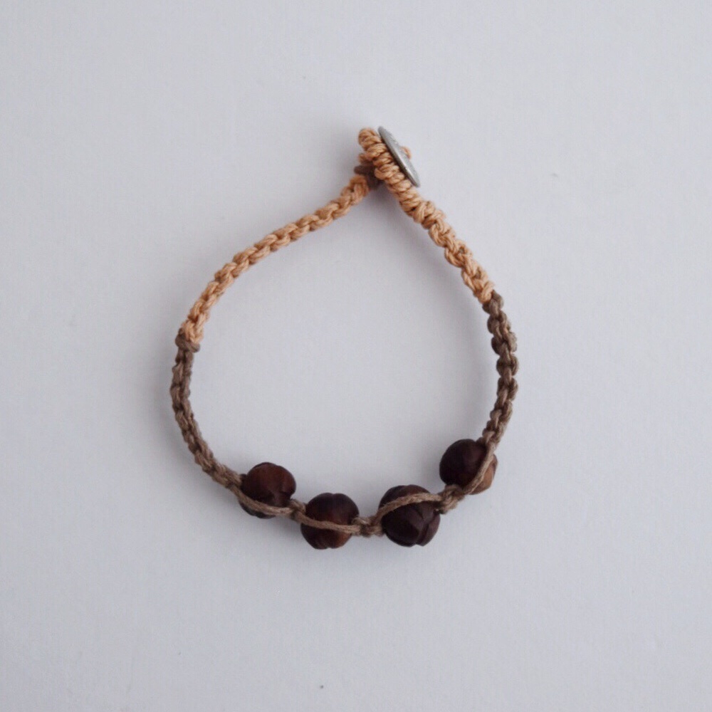 Hand Made Hemp and Wood Bead Bracelet